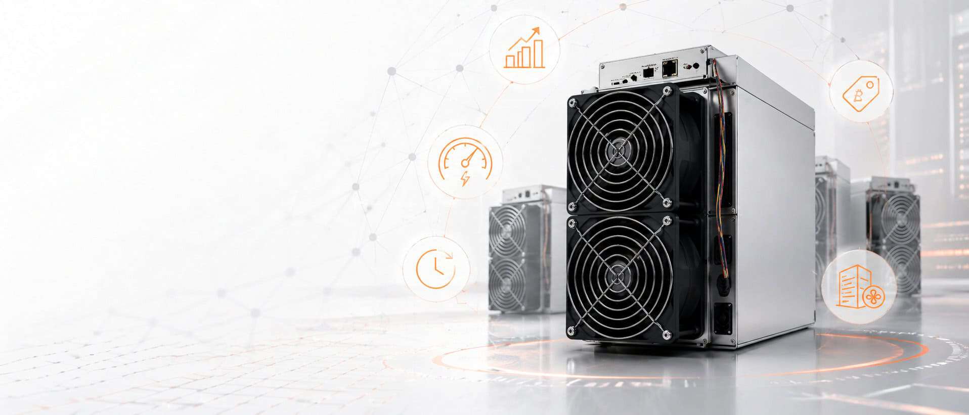Highest earning ASIC miners in 2026, high output Bitcoin mining hardware in a rack