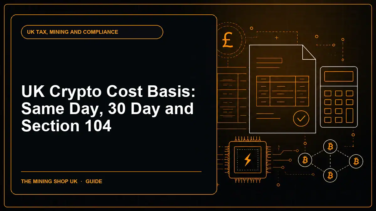 UK Crypto Cost Basis: Same Day, 30 Day and Section 104 illustrated UK tax guide cover
