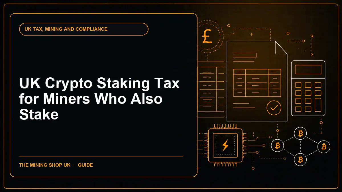 UK Crypto Staking Tax for Miners Who Also Stake illustrated UK tax guide cover