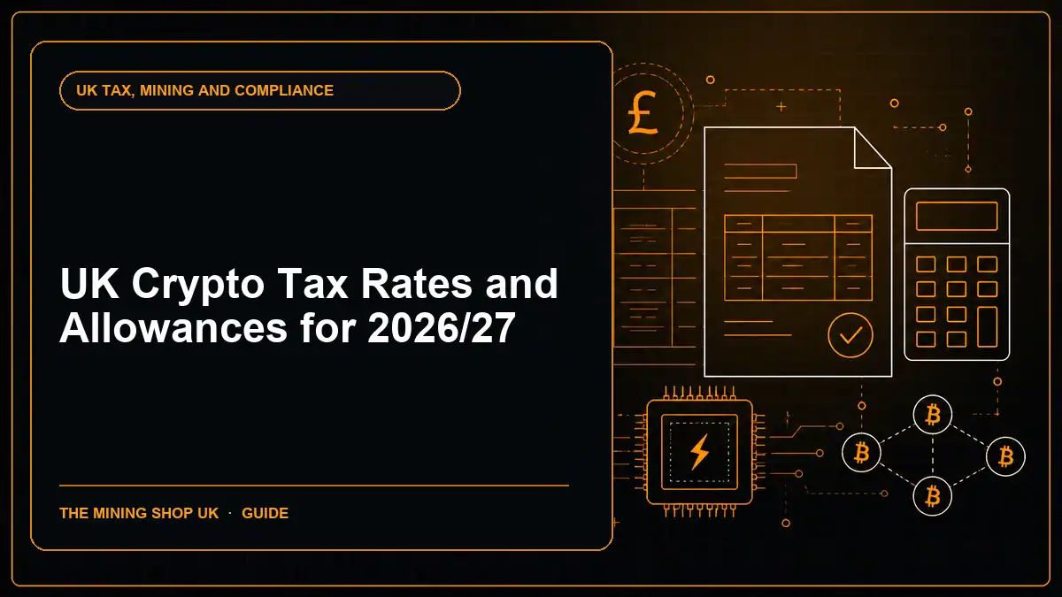 UK Crypto Tax Rates and Allowances for 2026/27 illustrated UK tax guide cover