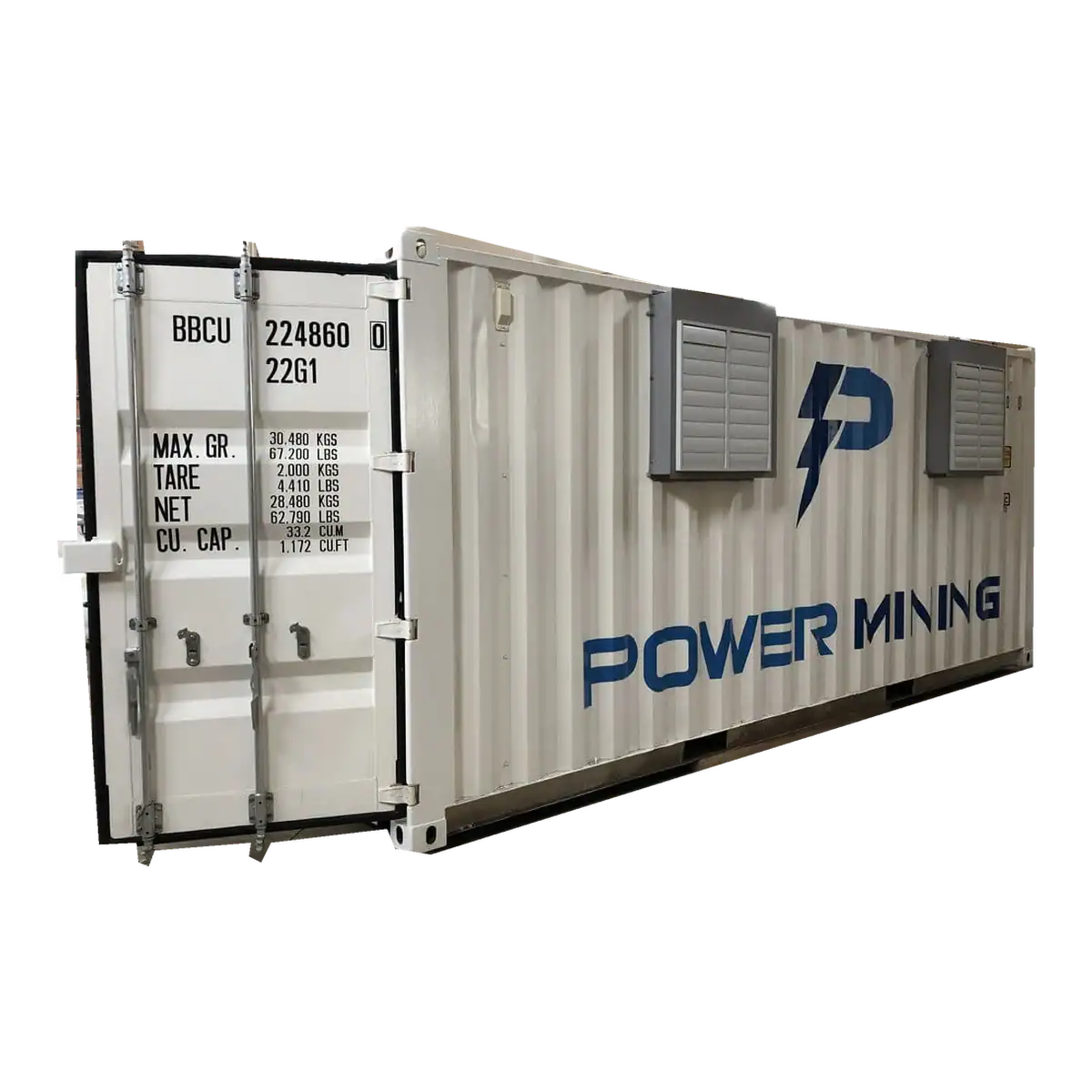 Power Mining 40 ft Air Mining Container — main product view; representative hardware