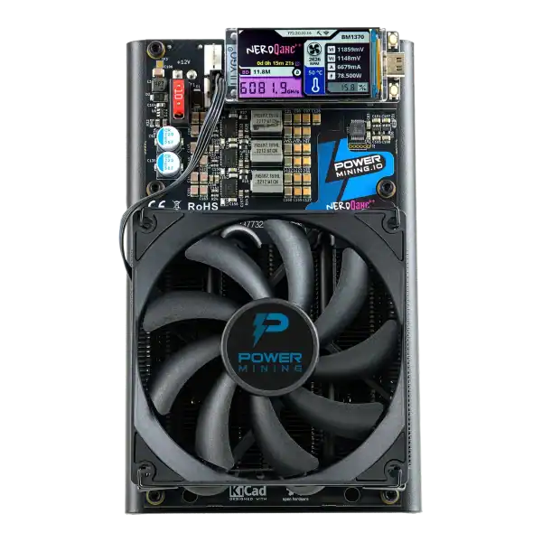 Power Mining NerdQAxe++ Rev 6.1.2PM 6Th SHA-256 Bitcoin Miner