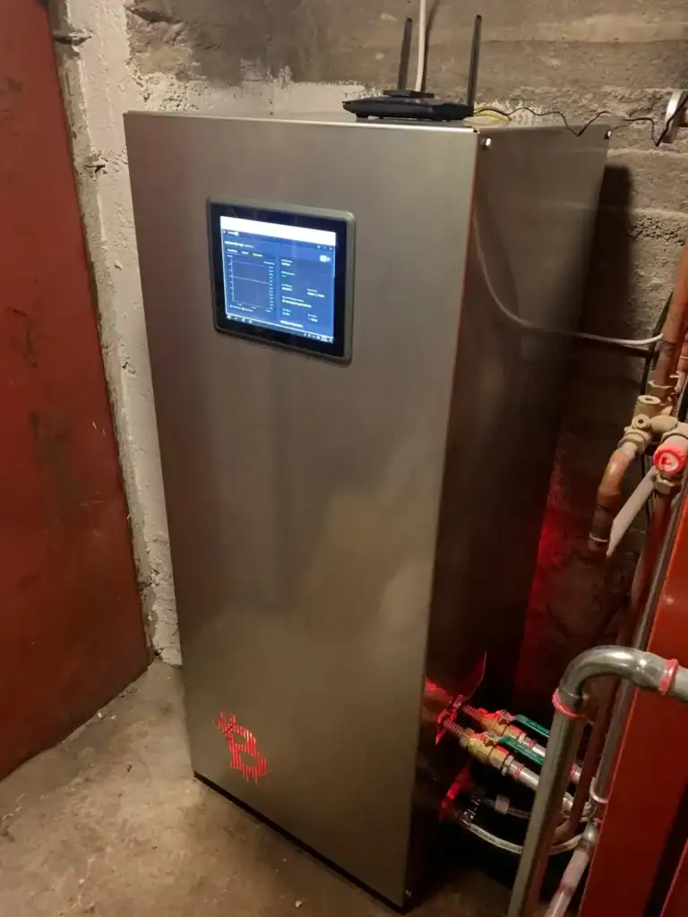 Bitcoin boiler and heating pipework at Kotka