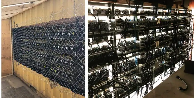 Mining-container photographs reproduced in the greenhouse research paper